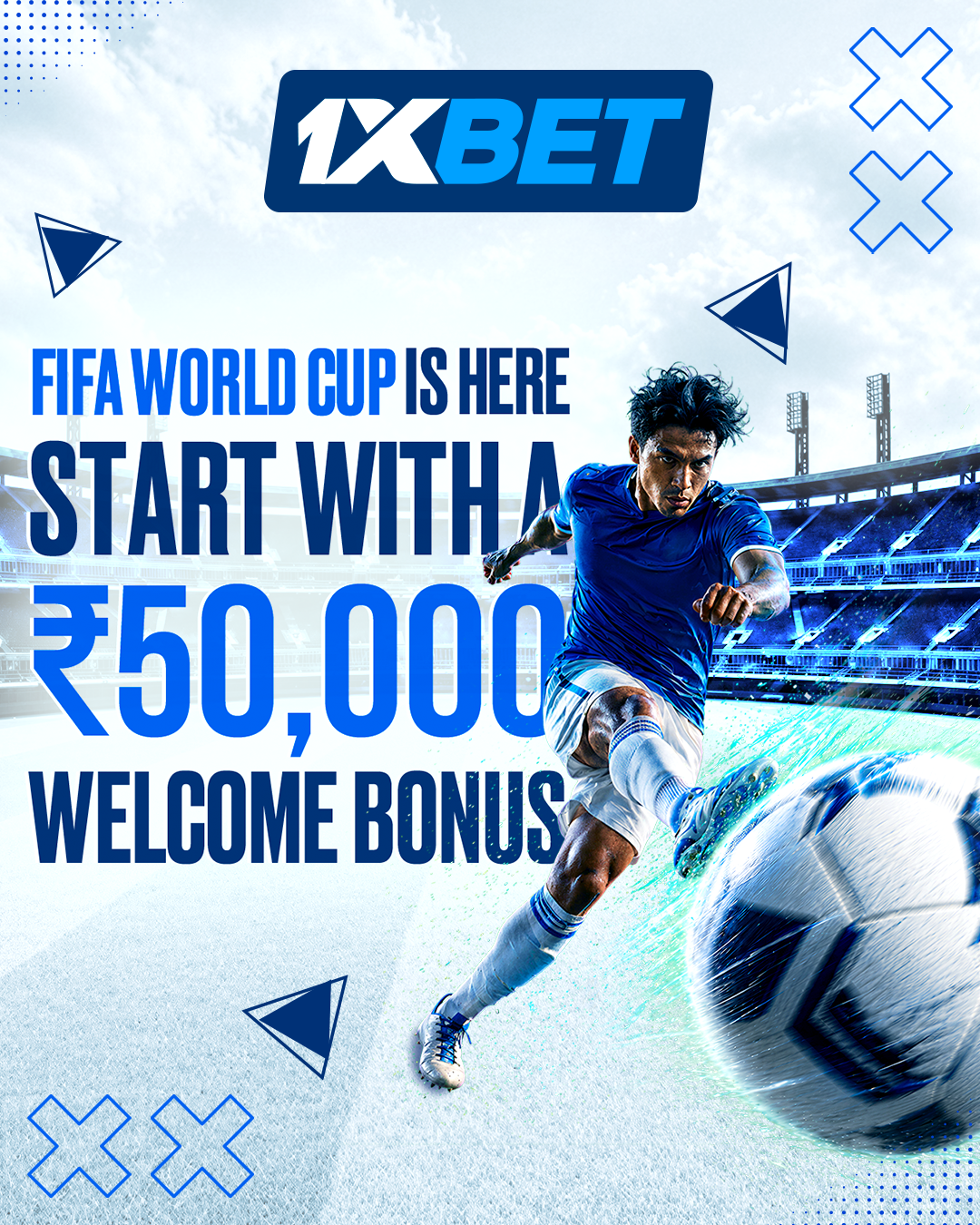 1xBet FIFA World Cup welcome bonus — start with a ₹50,000 welcome bonus
